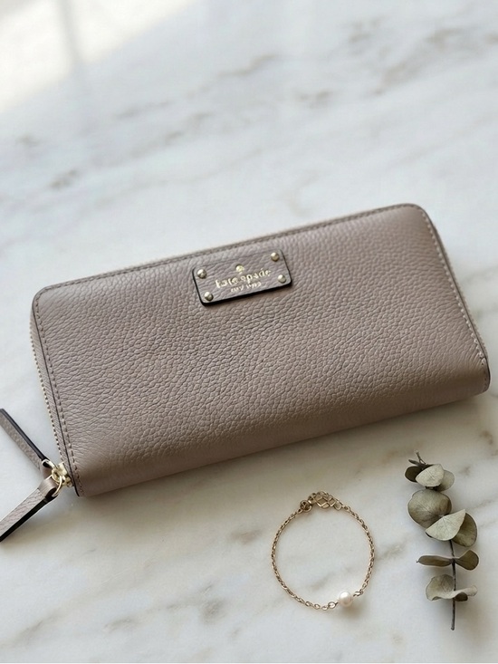 kate spade Handbags - Kate Spade New York Pebbled Leather Zip Around Continental Wallet Neutral Taupe